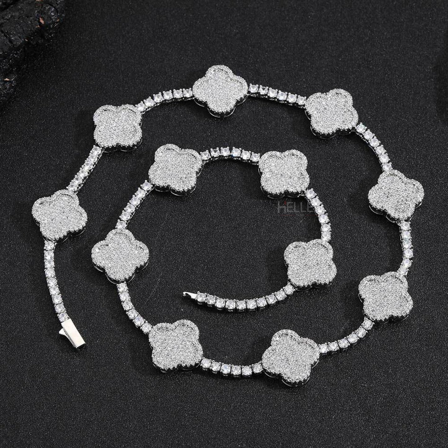 Clover Tennis Chain With Round Cut Moissanite - Unisex