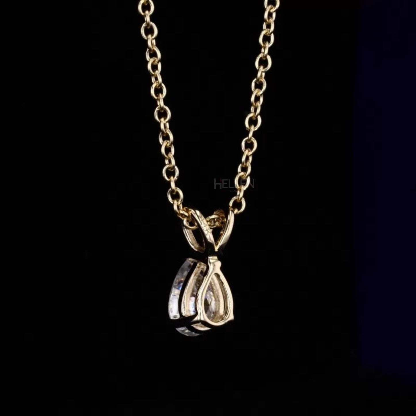 Pear Cut 3 Prong Dual Loop Solitaire Moissanite Necklace