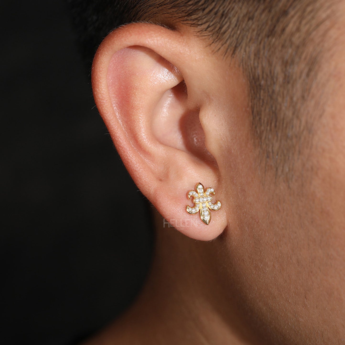 Fleur De Lis Moissanite Studded Men's Hip-Hop Studs