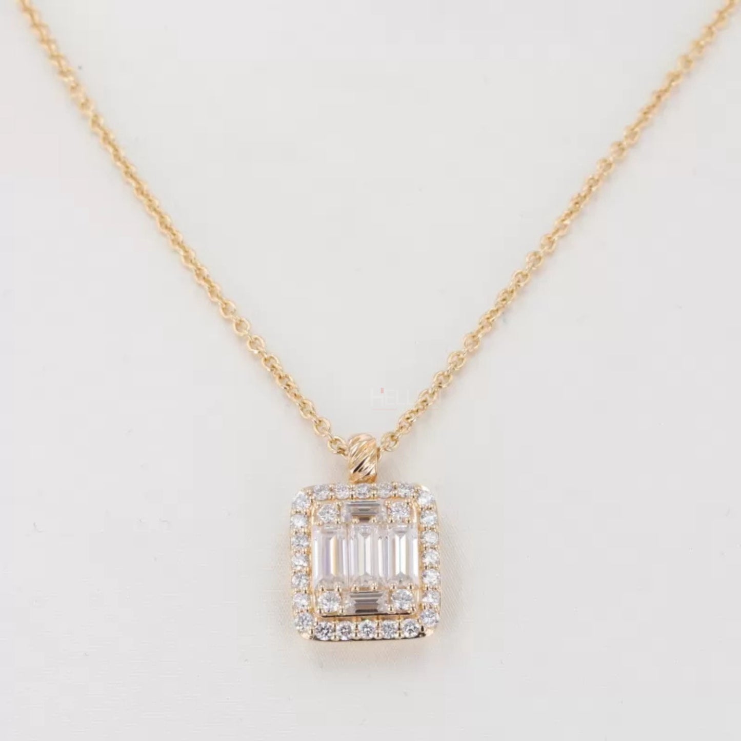 Trendy Baguette And Round Cut Moissanite Necklace