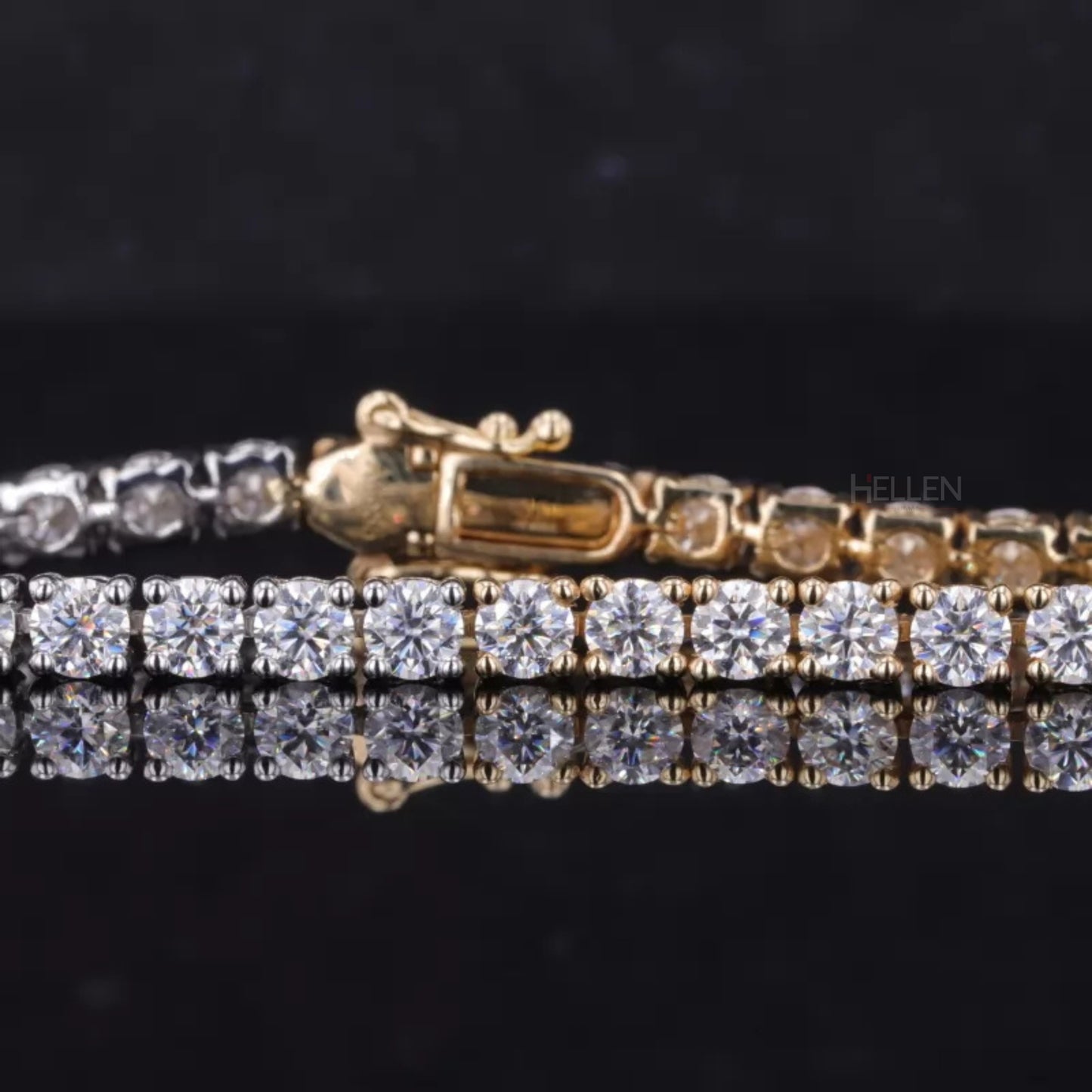 2-Tone Gold & White Round Moissanite Classic Tennis Bracelet