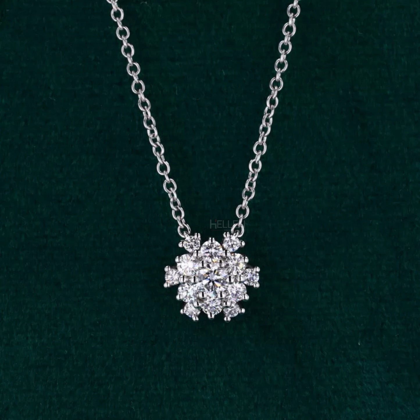 Women Flower Necklace With Moissanite Round Cut Diamonds