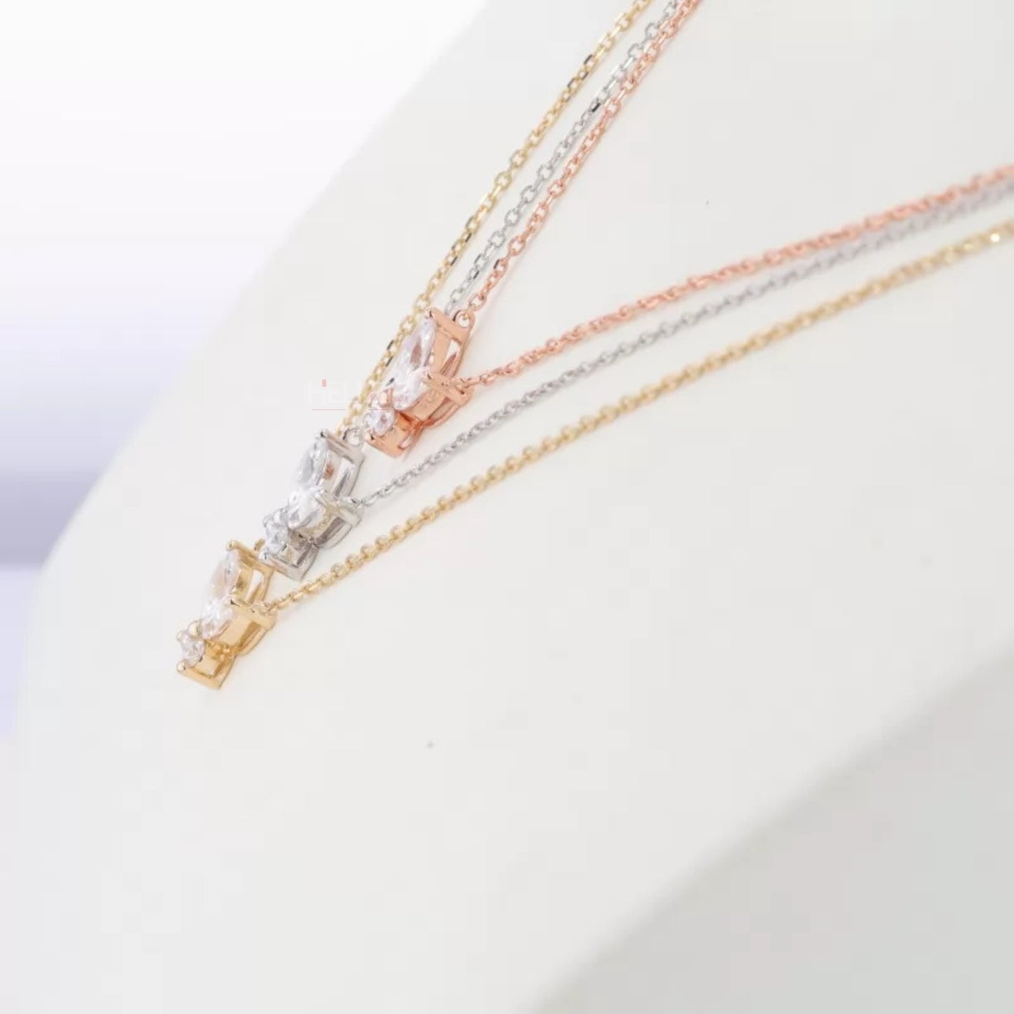 Butterfly Marquis & Round Cut Moissanite Necklace For Her 925 Silver