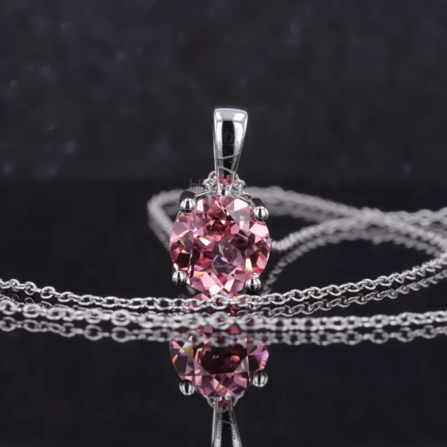 Round Cut Pink Sapphire Gemstone Solitaire Necklace