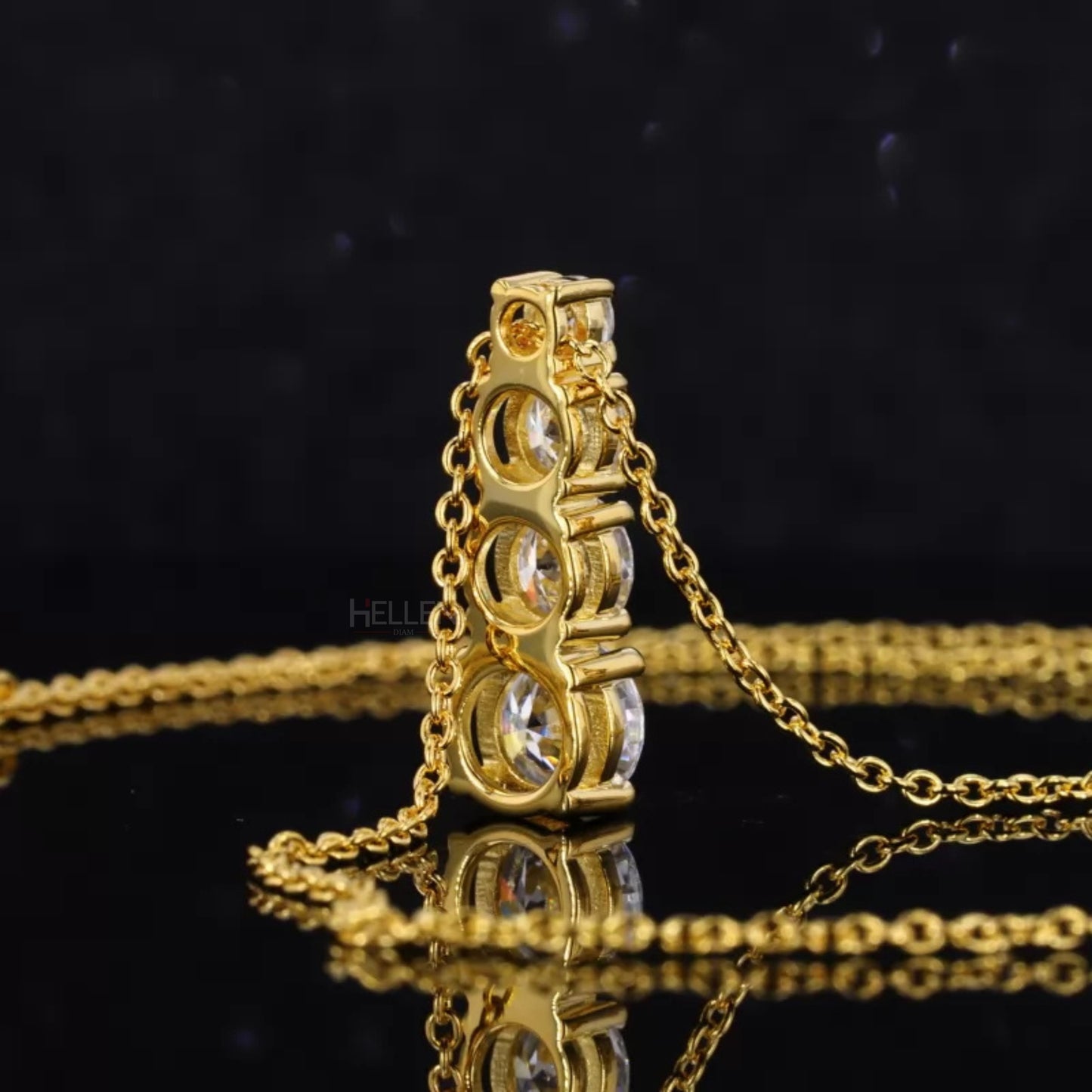 Round Cut Small Ascending Line, Long Pendant Necklace