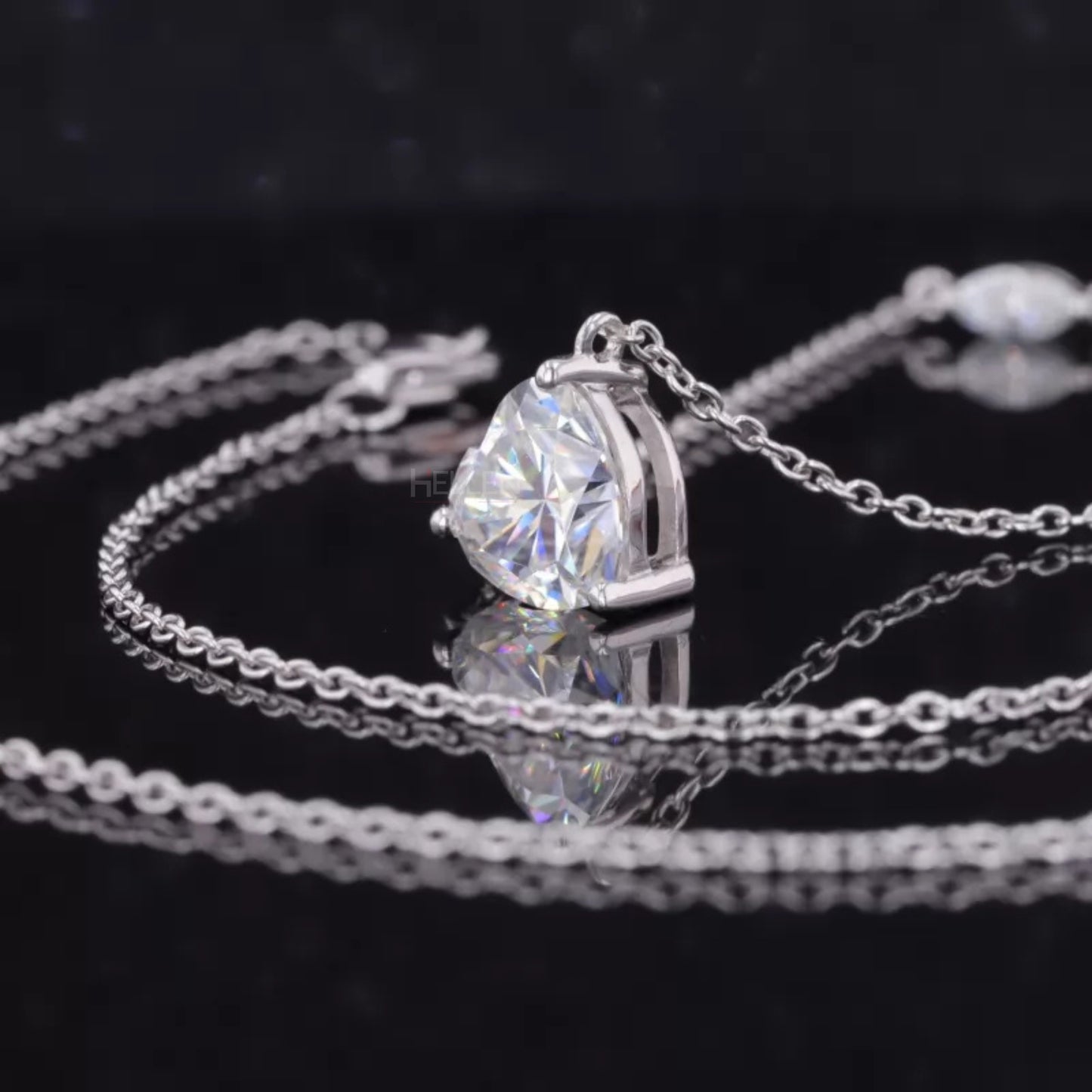 Heart Cut Solitaire And Marquis Cut Moissanite On Chain Necklace