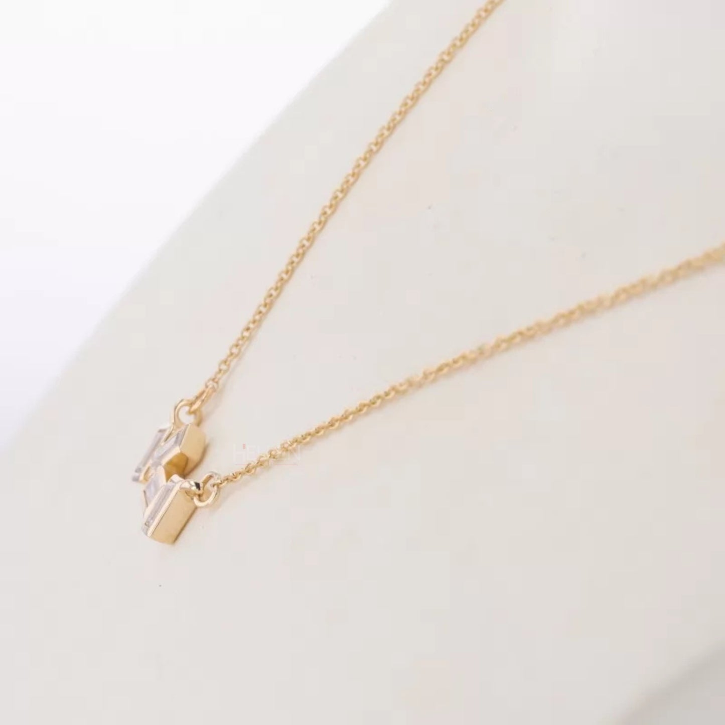 Emerald Cut Moissanite Un-even Setting Necklace