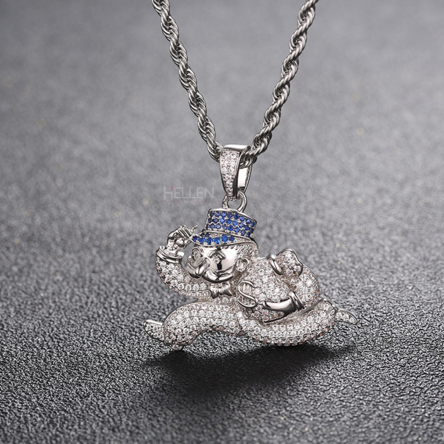 Monopoly Character Running Moissanite Pendent