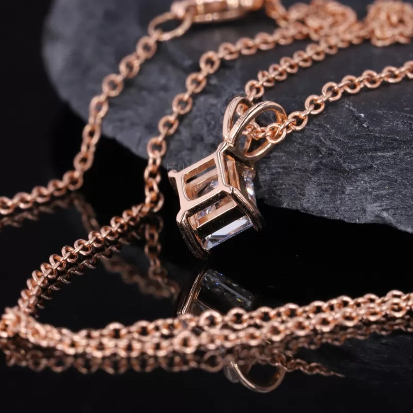 Princess Cut 4 Prong Dual Loop Solitaire Moissanite Necklace