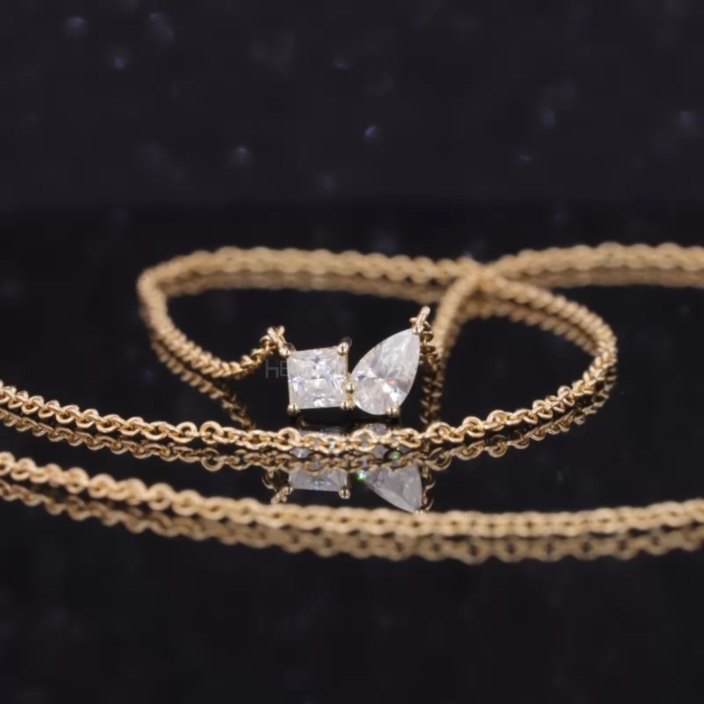 Toi Et Moi You & Me Princess & Pear Cut Moissanite Necklace