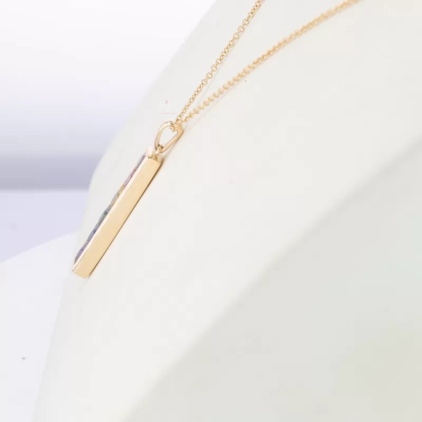 Single Line Rainbow style Princess Cut Mixed Gemstone Necklace
