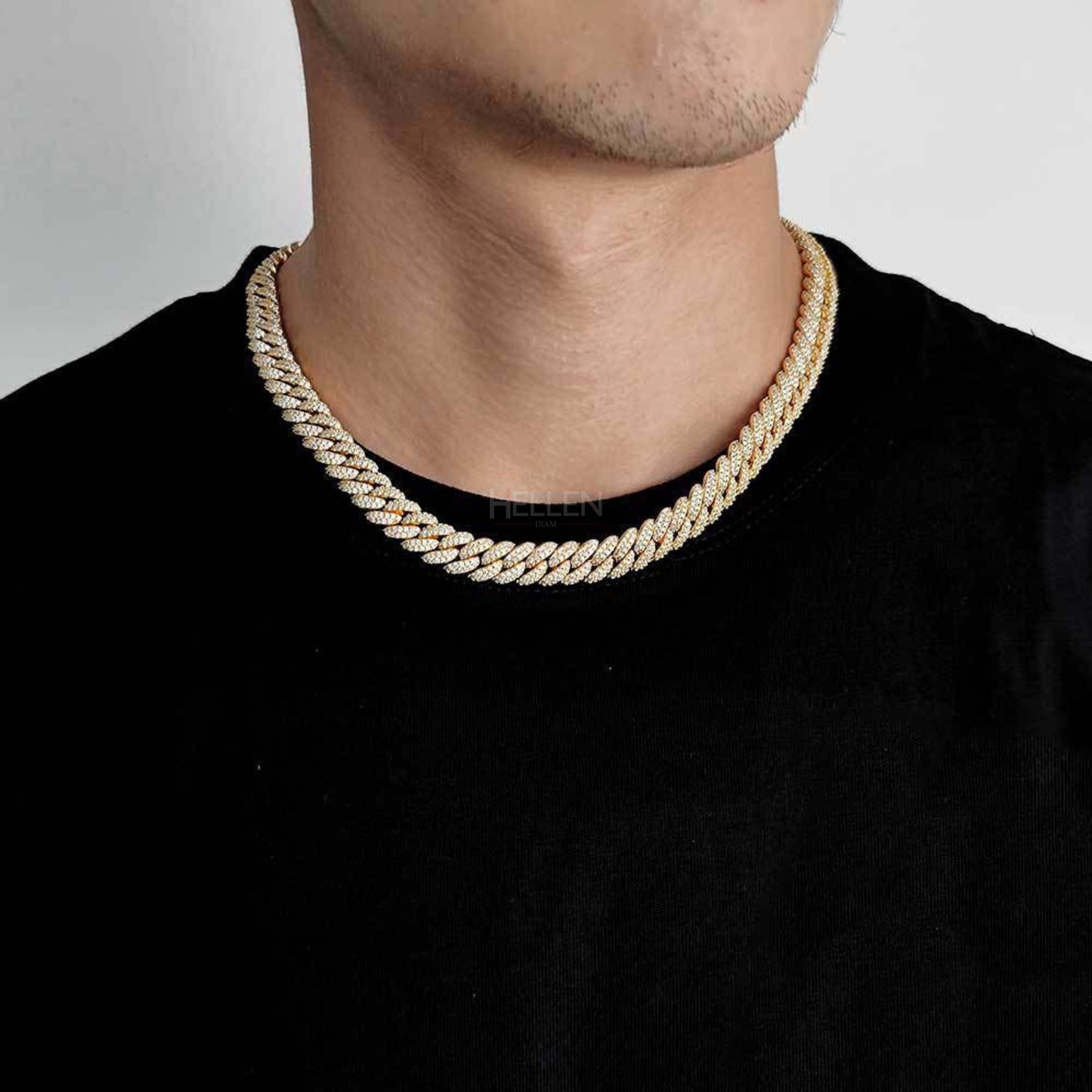 10MM Cuban link chain for men iced with round moissanite – heavy-duty bling for bold streetwear