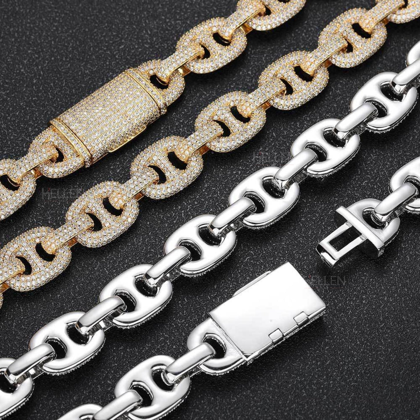 Round Cut VVS Moissanite Bling 16MM Gucci Hip Hop Chain