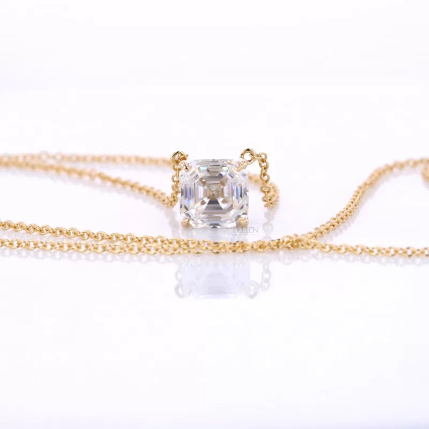 Trendy Asscher Cut Solitaire Everyday Necklace