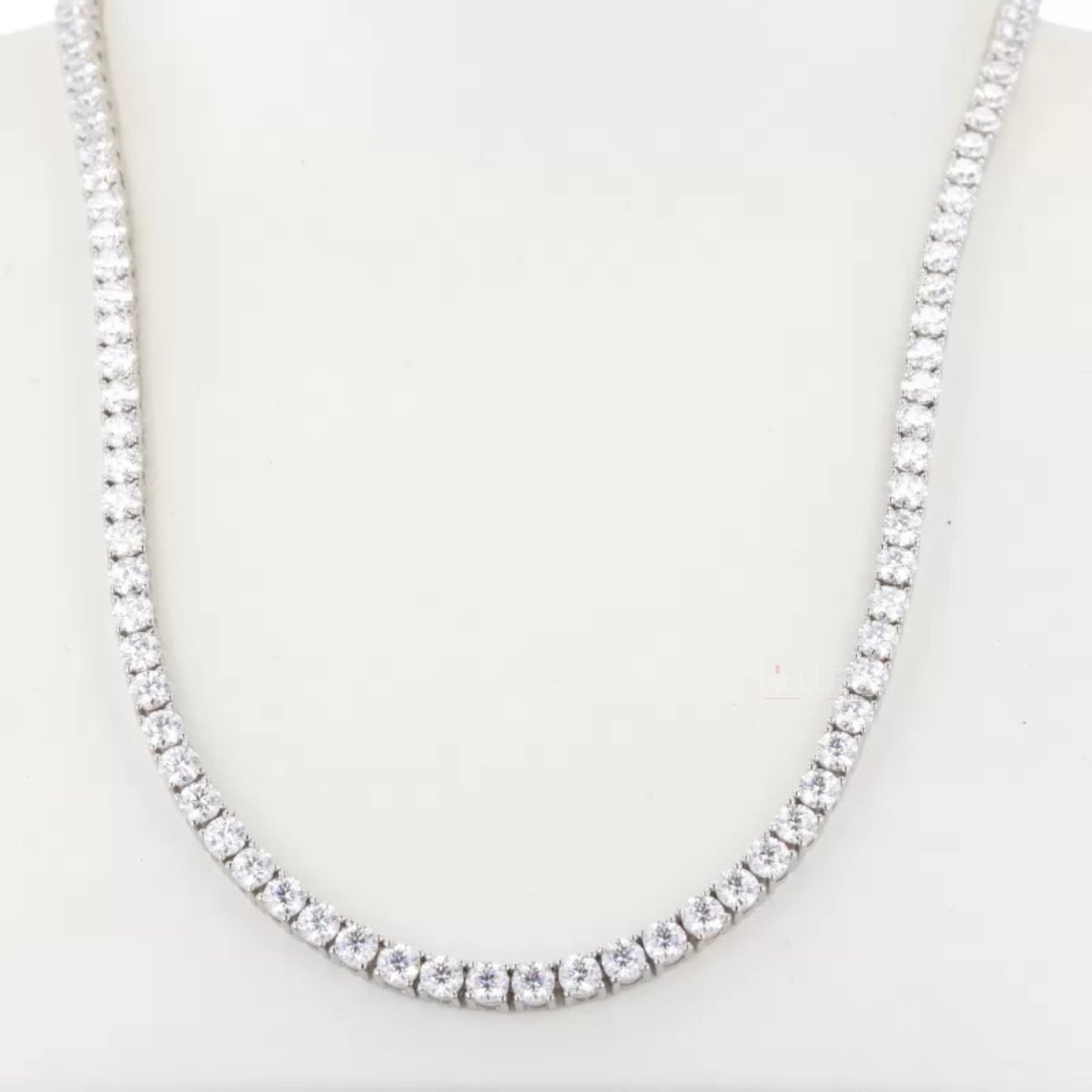 3 MM Round Cut Moissanite Tennis Chain Necklace