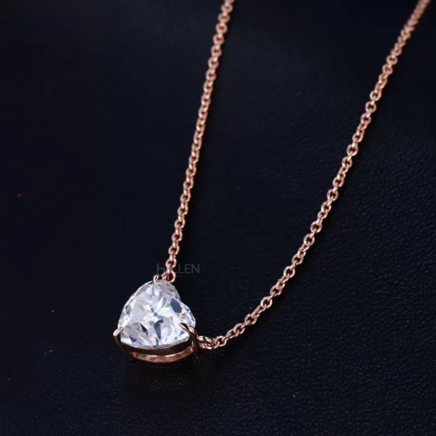 Heart Cut 3 Prong Dual Loop Solitaire Moissanite Necklace