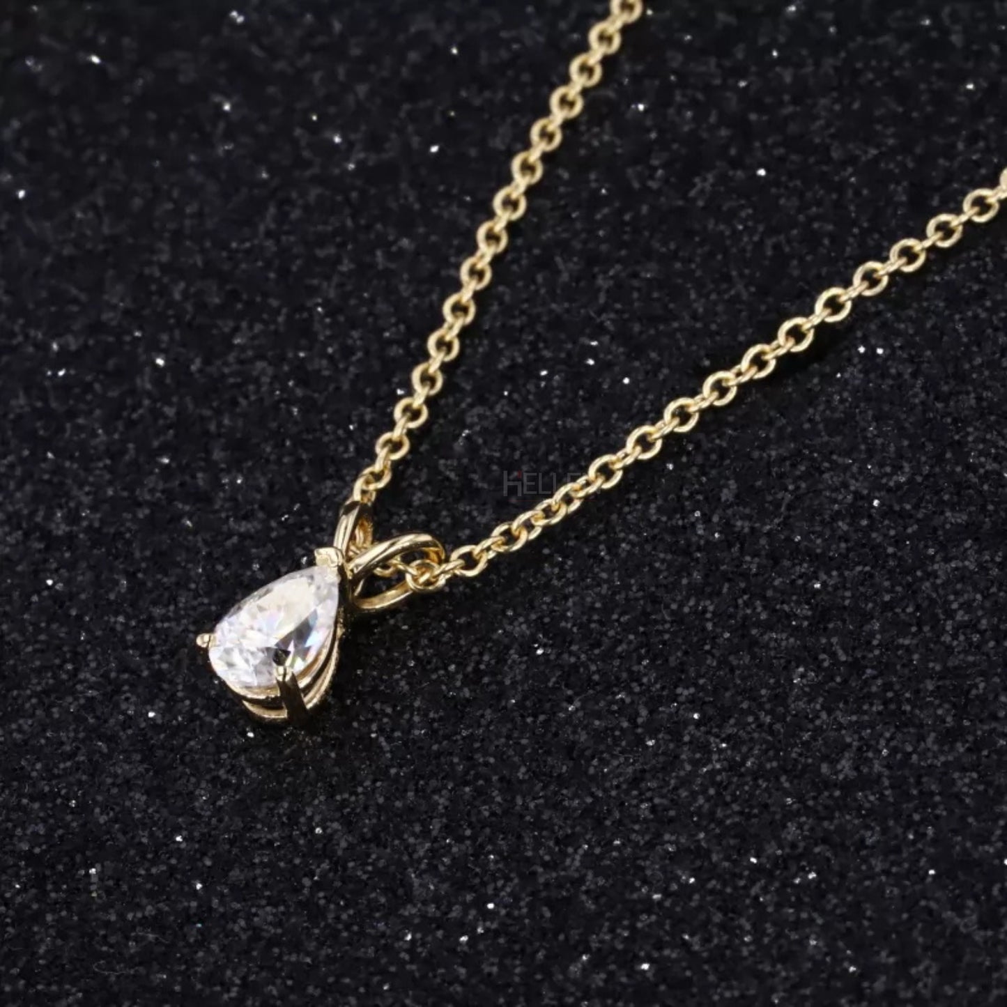 Pear Cut 3 Prong Dual Loop Solitaire Moissanite Necklace