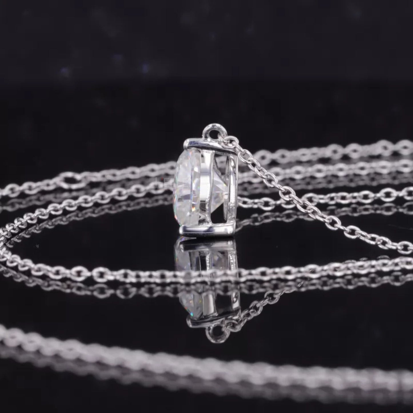 Heart Cut Solitaire And Marquis Cut Moissanite On Chain Necklace