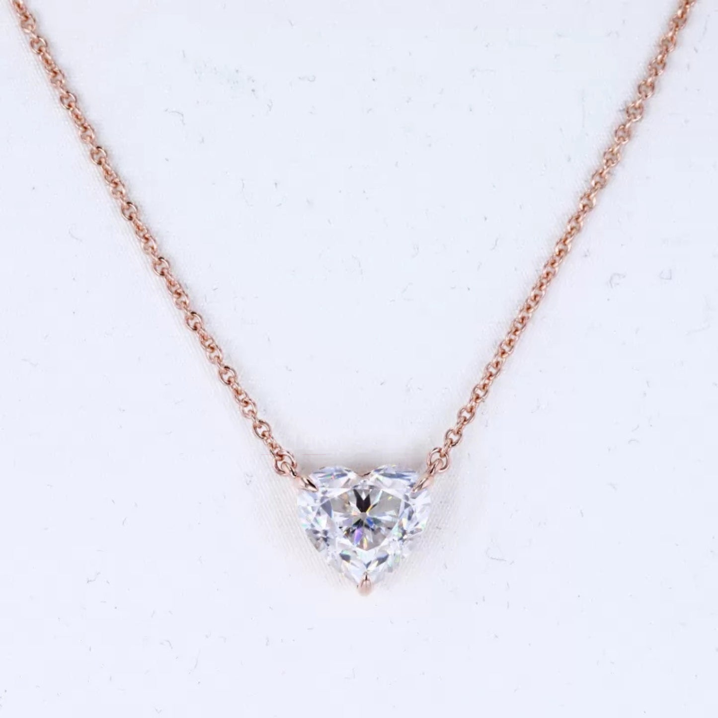Heart Cut 3 Prong Dual Loop Solitaire Moissanite Necklace
