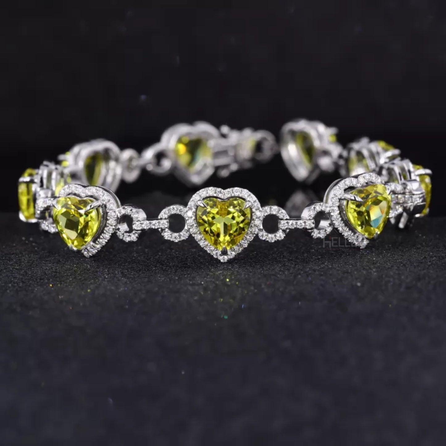 Heart Cut Yellow Gemstone Linking Bracelet with Moissanite