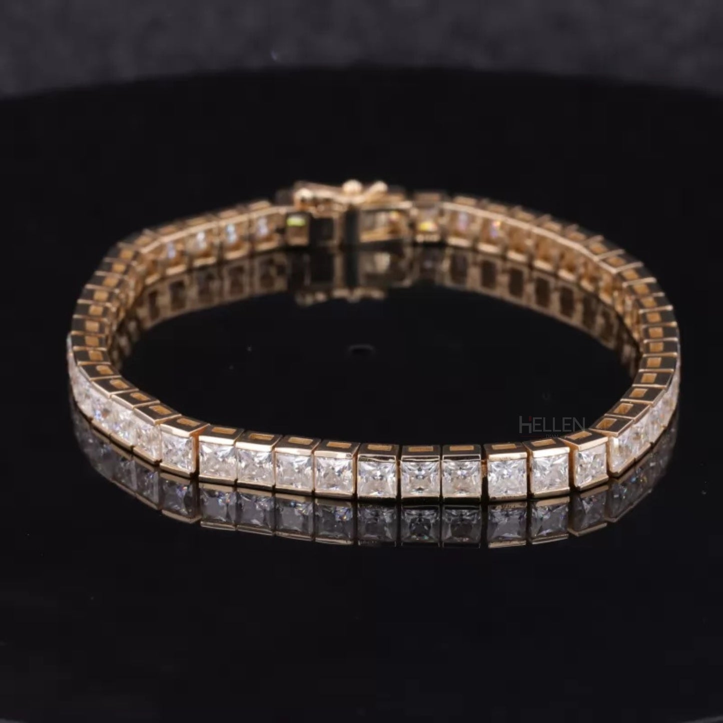 Unisex tennis bracelet with princess cut moissanite in channel setting – sleek and gender-neutral luxury wristwear