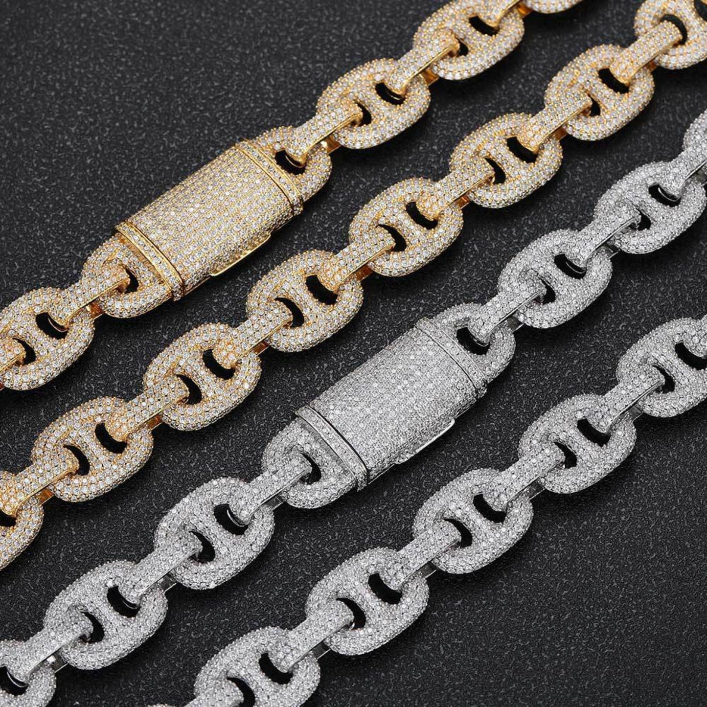 Round Cut VVS Moissanite Bling 16MM Gucci Hip Hop Chain