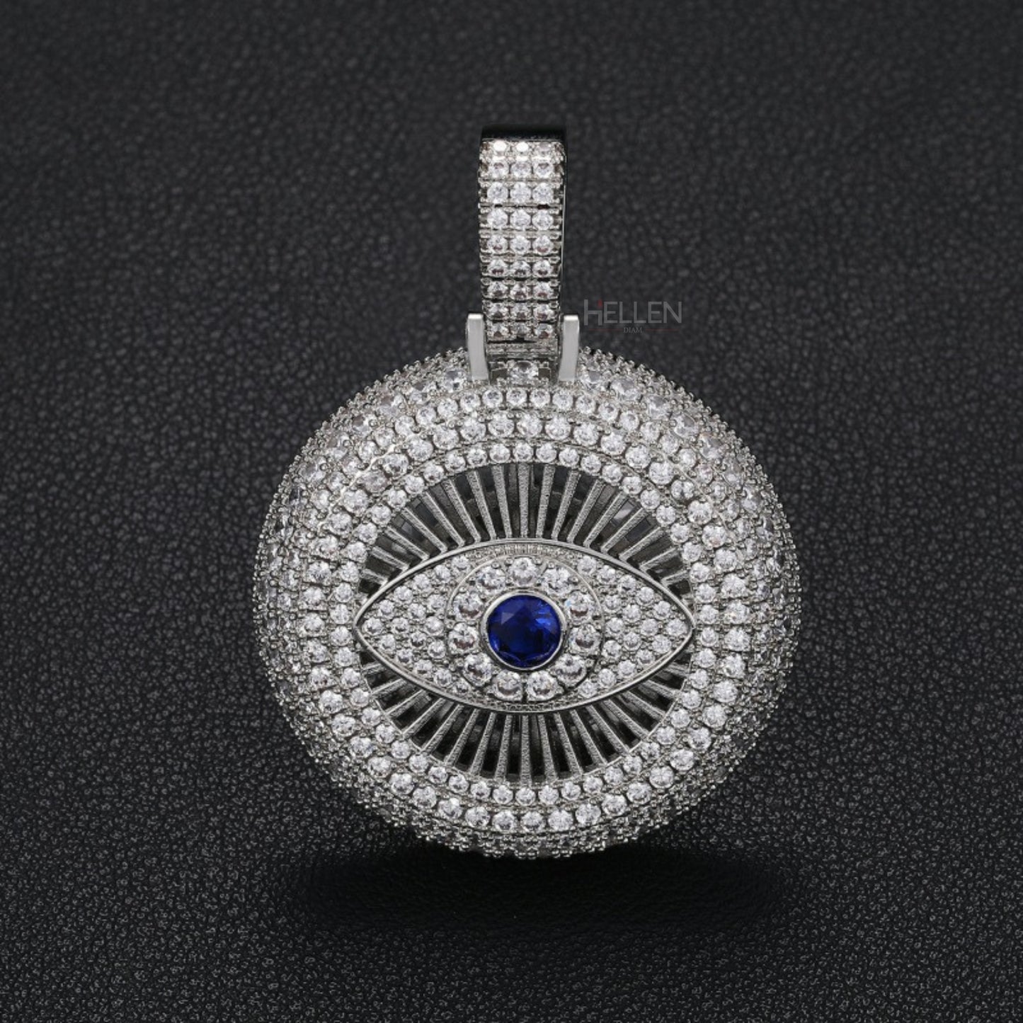 Iced Out Gods Eye Round Pendant with Moissanite