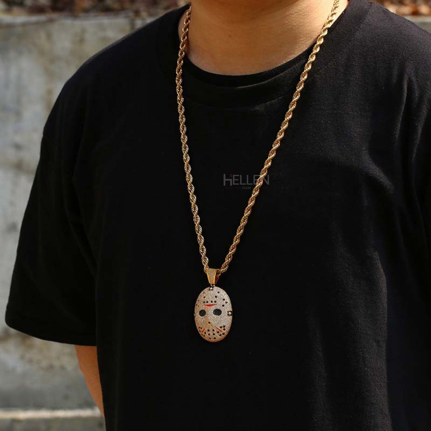 Jason Mask Pendent With Full Iced-Out Moissanite For Men's