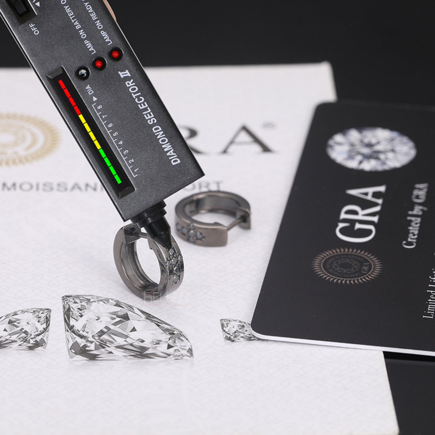 Men's Black Hoops With Cross Black Round Moissanite