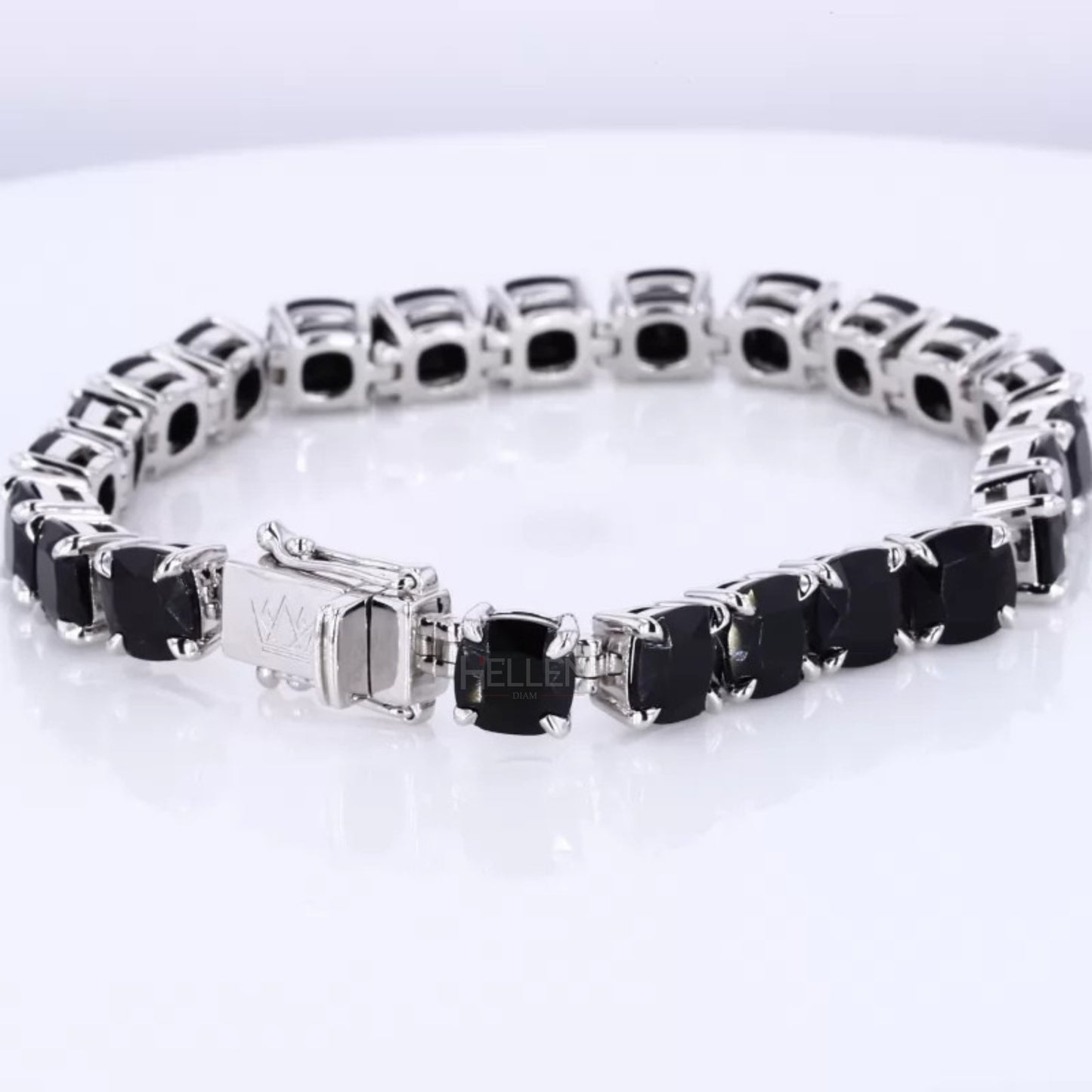 Black Cushion Cut Moissanite 4 Prong Tennis Bracelet