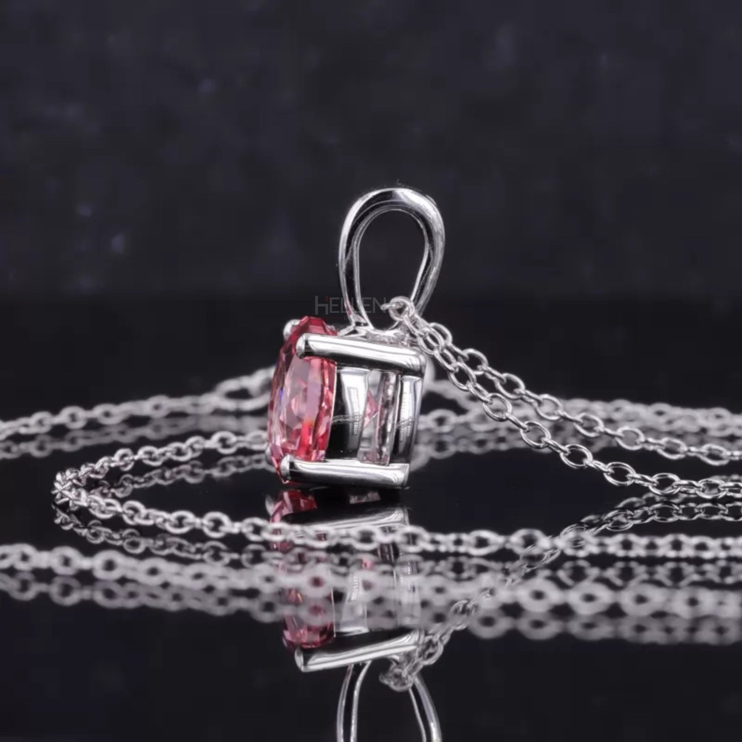 Round Cut Pink Sapphire Gemstone Solitaire Necklace