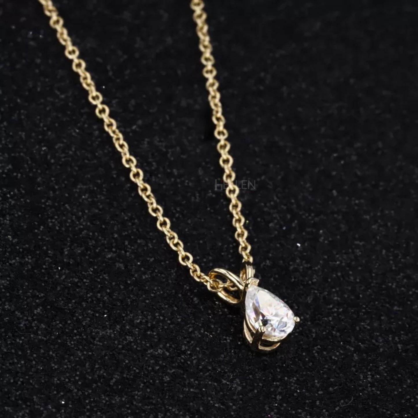 Pear Cut 3 Prong Dual Loop Solitaire Moissanite Necklace