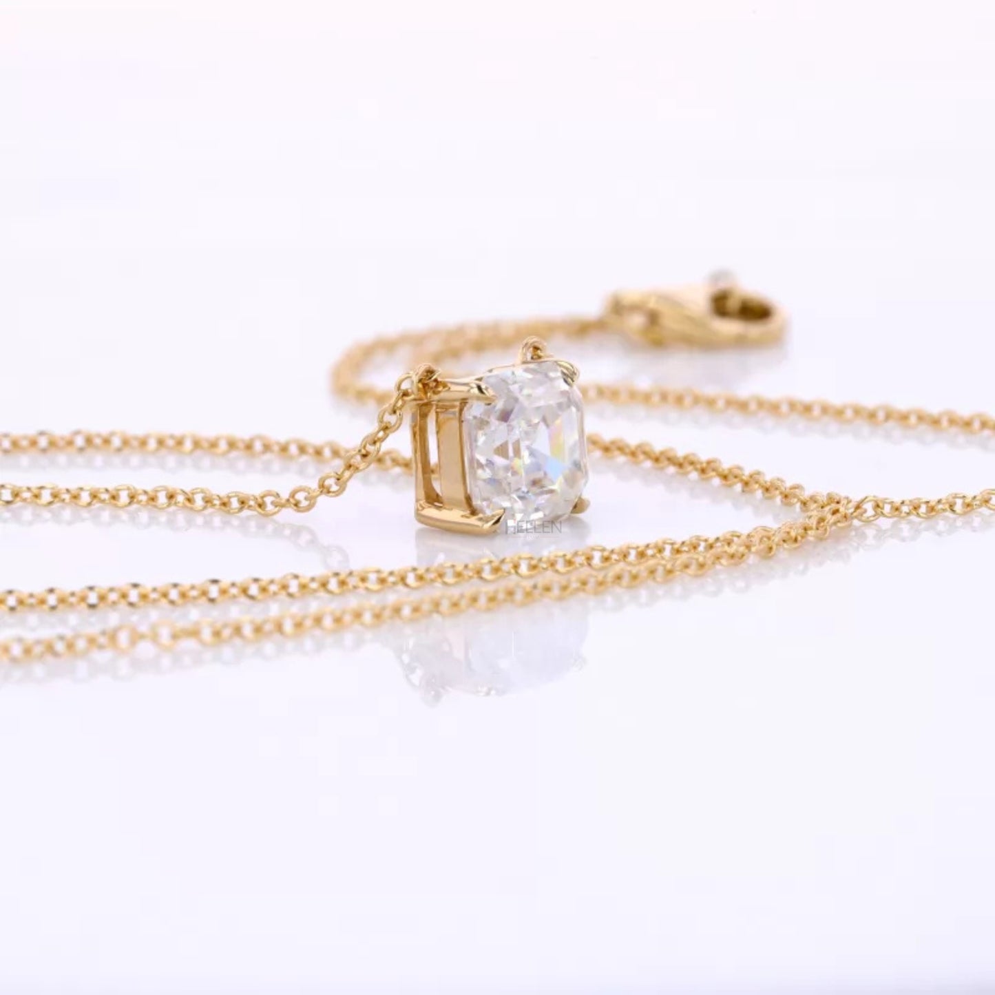 Trendy Asscher Cut Solitaire Everyday Necklace