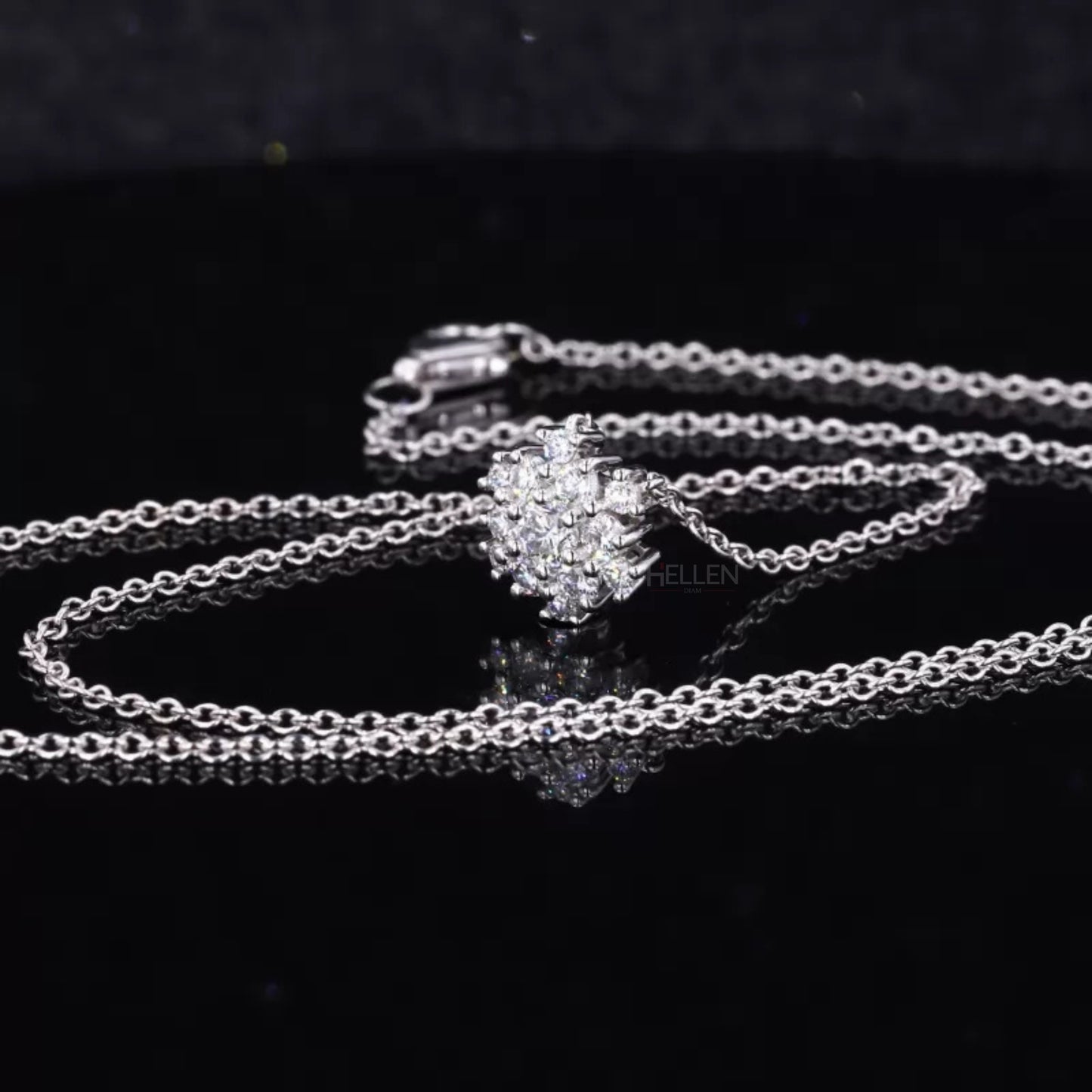 Women Flower Necklace With Moissanite Round Cut Diamonds