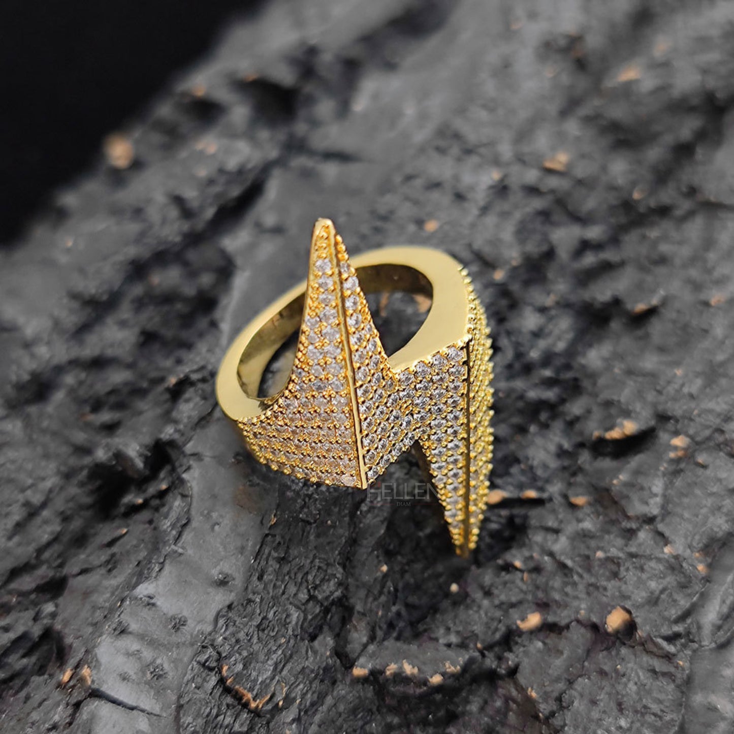 Iced out Lightening Flash VVS Moissanite Hip Hop Ring