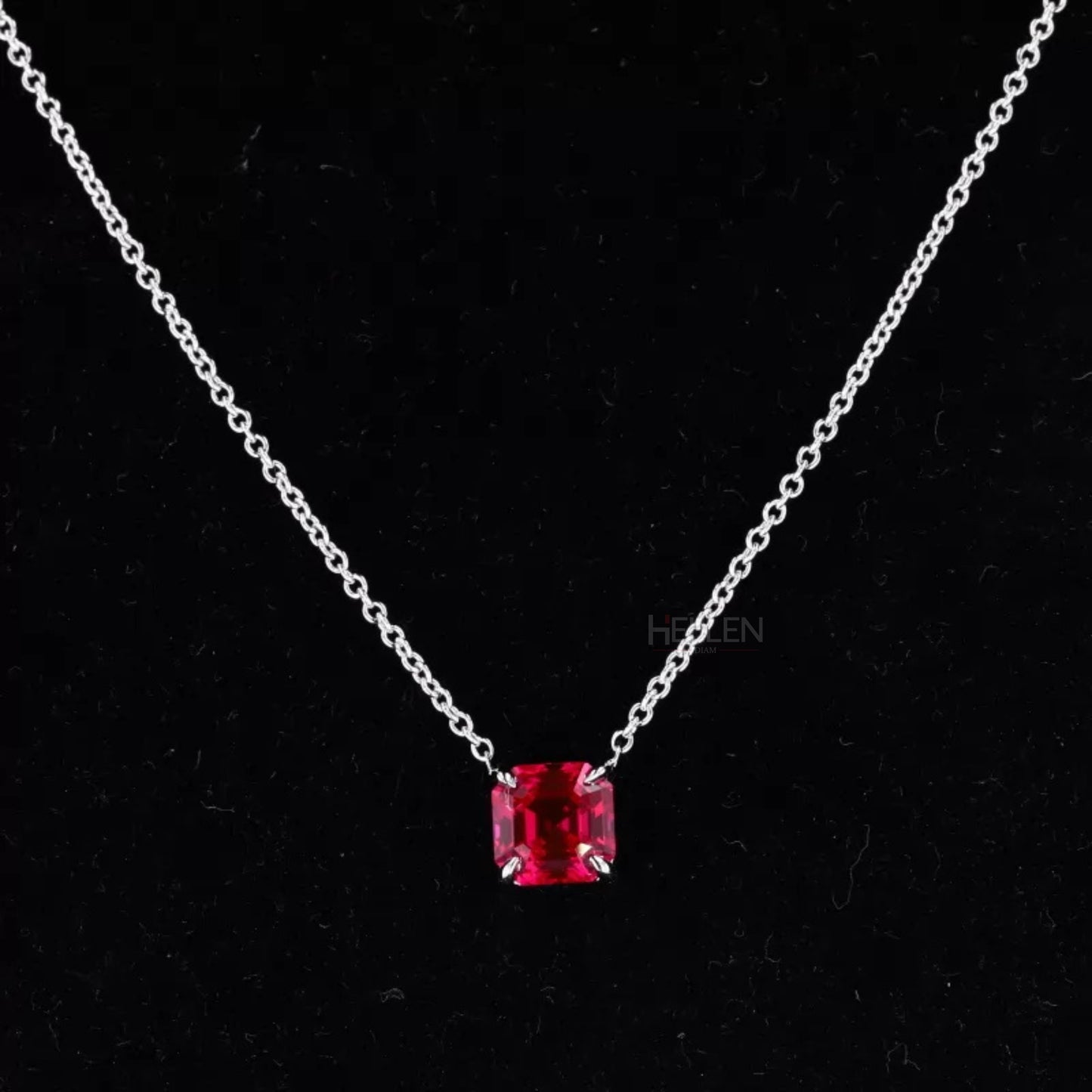 Asscher Cut 4 Prong Solitaire Gemstone Necklace of Your Choice
