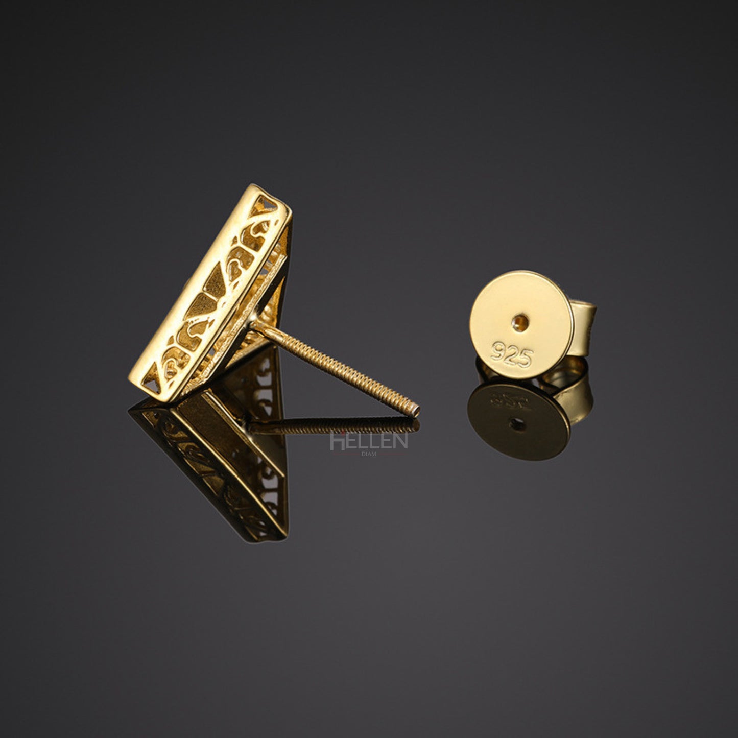 Moissanite Geometric Mini Tringle Pyramid Earrings Studs