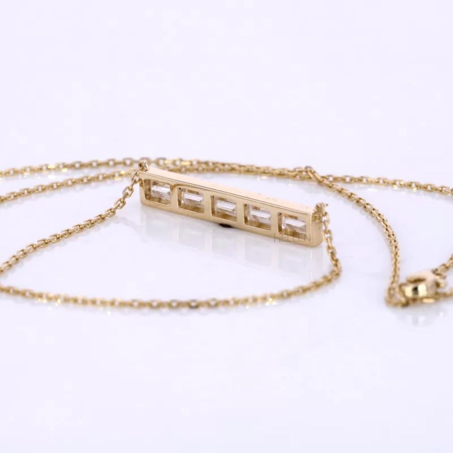 5 Stone Emerald Cut Horizontal Channel Setting Necklace