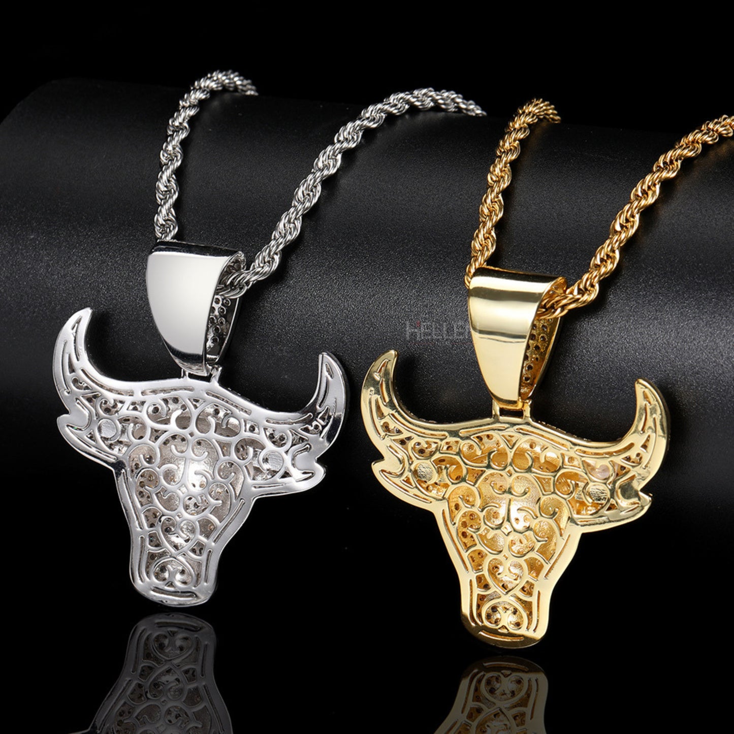 Diamond Studded Bull Head Pendent for Him - 925 Stearling