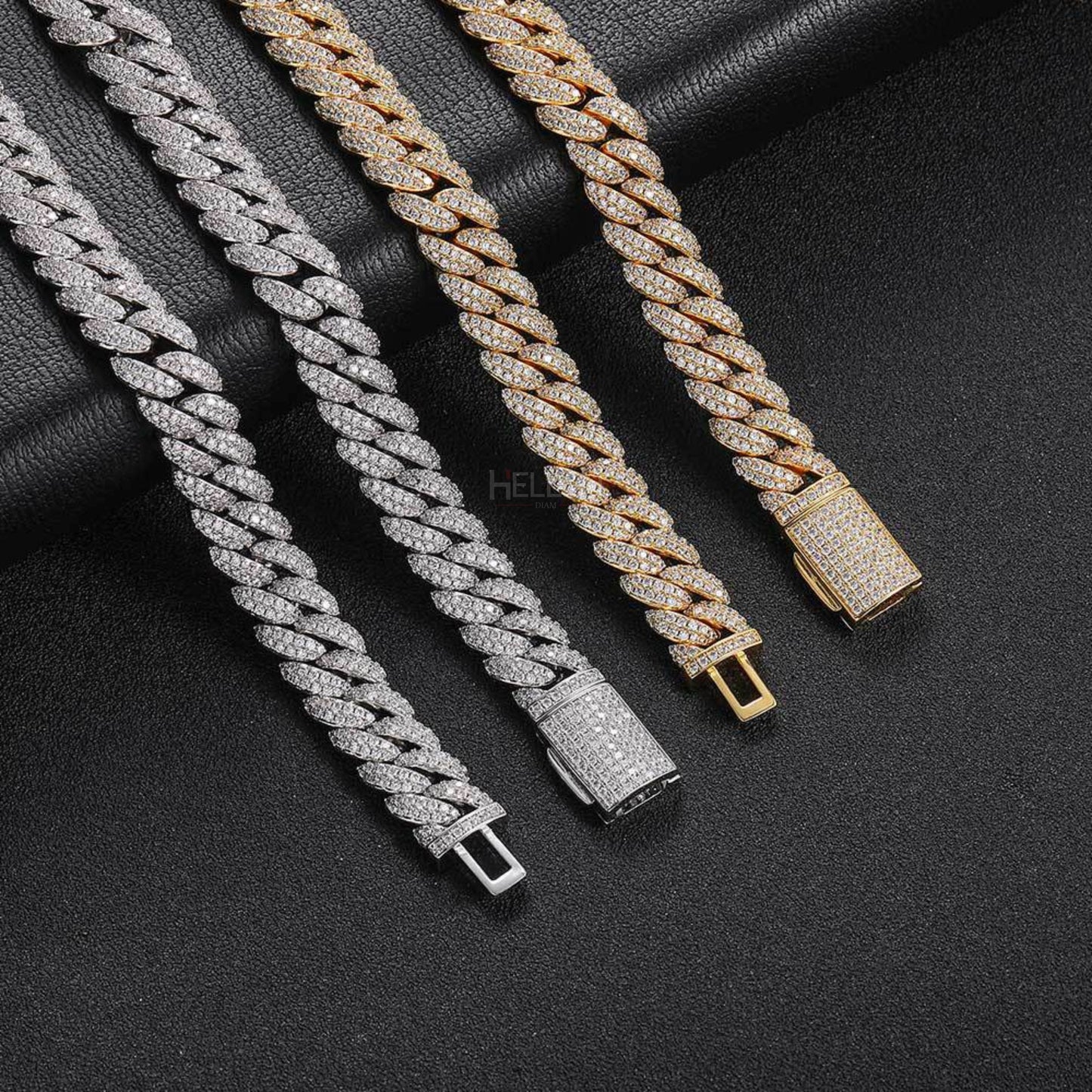 10MM Iced Out Cuban Chain For Men's With Round Cut Moissanite