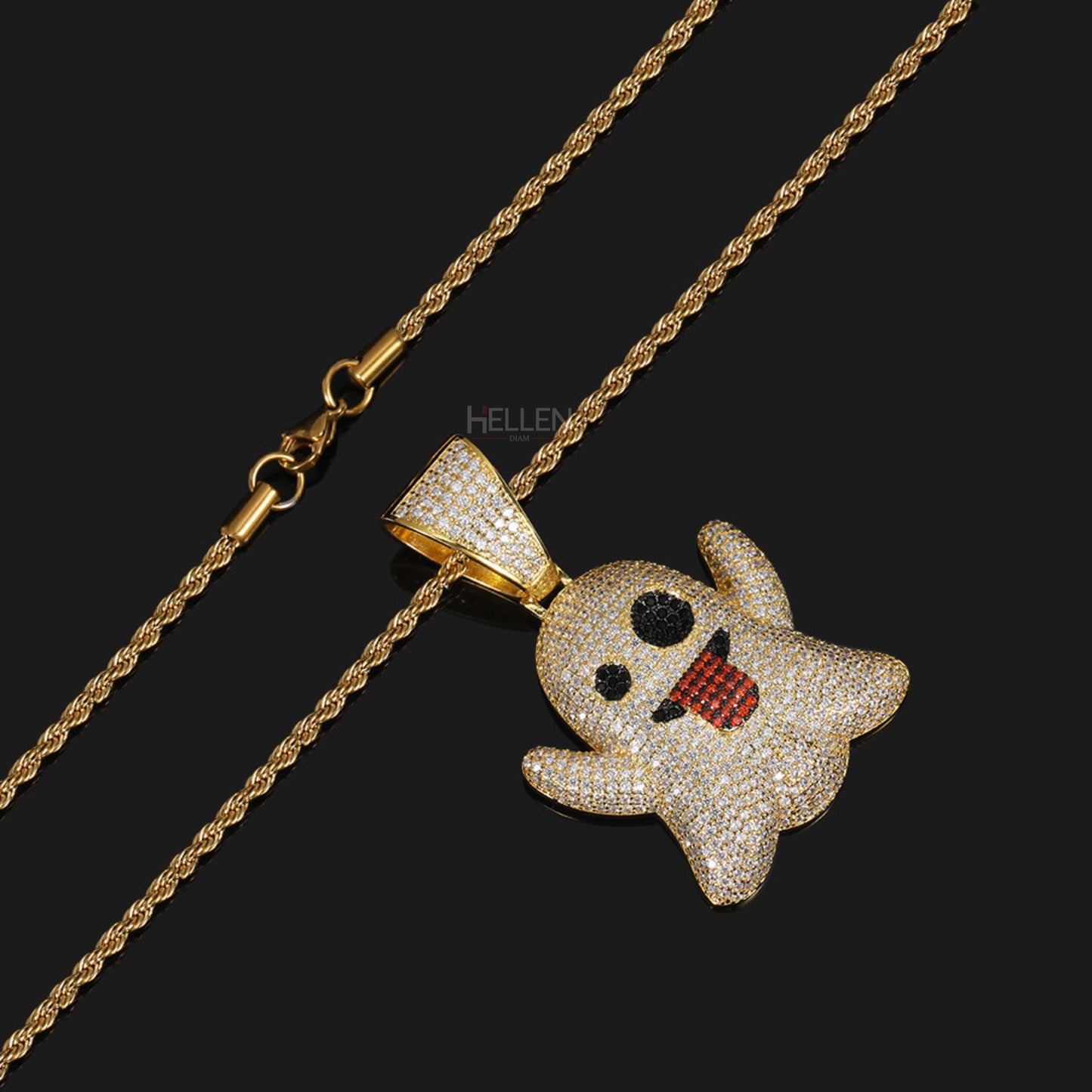 Bling Ghost Emoji Hip Hop Pendant With VVS Moissanite