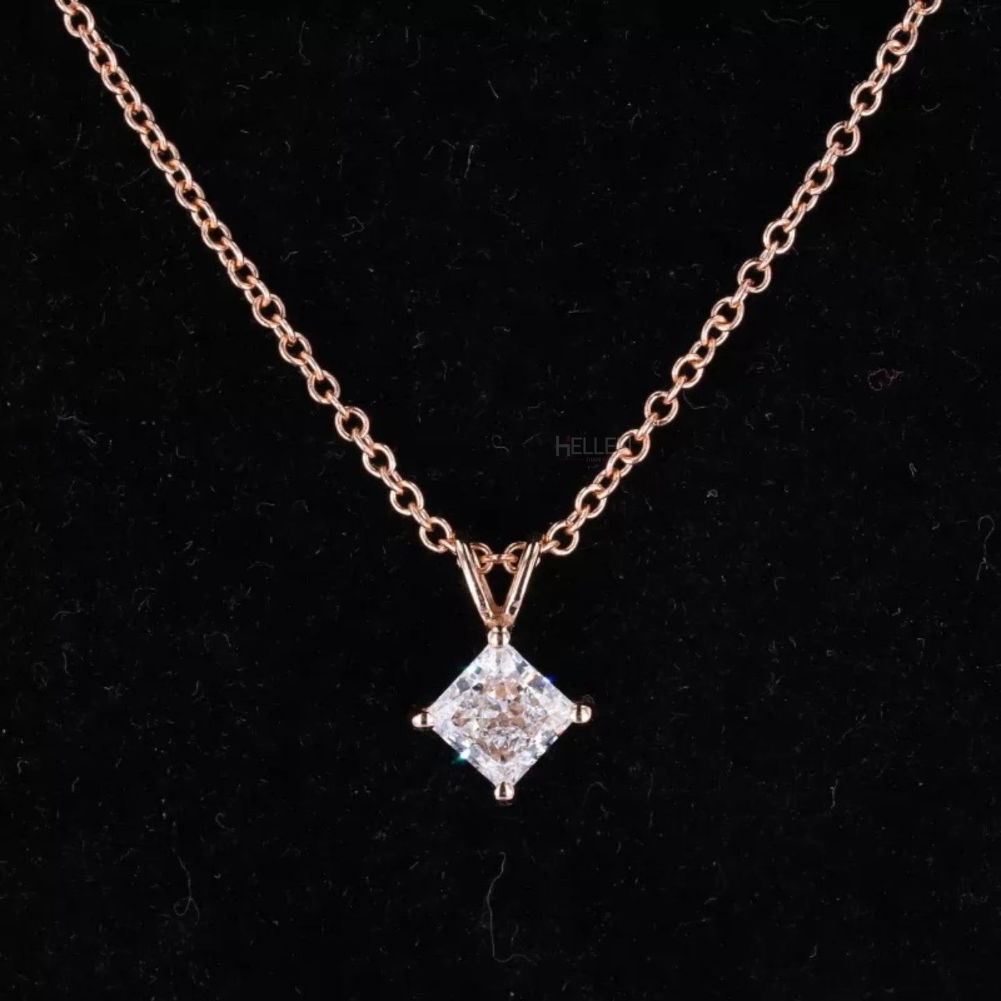 Princess Cut 4 Prong Dual Loop Solitaire Moissanite Necklace