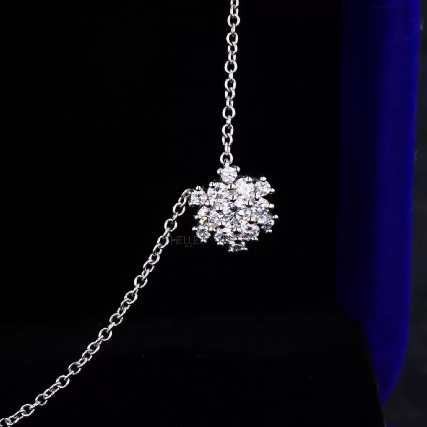 Women Flower Necklace With Moissanite Round Cut Diamonds