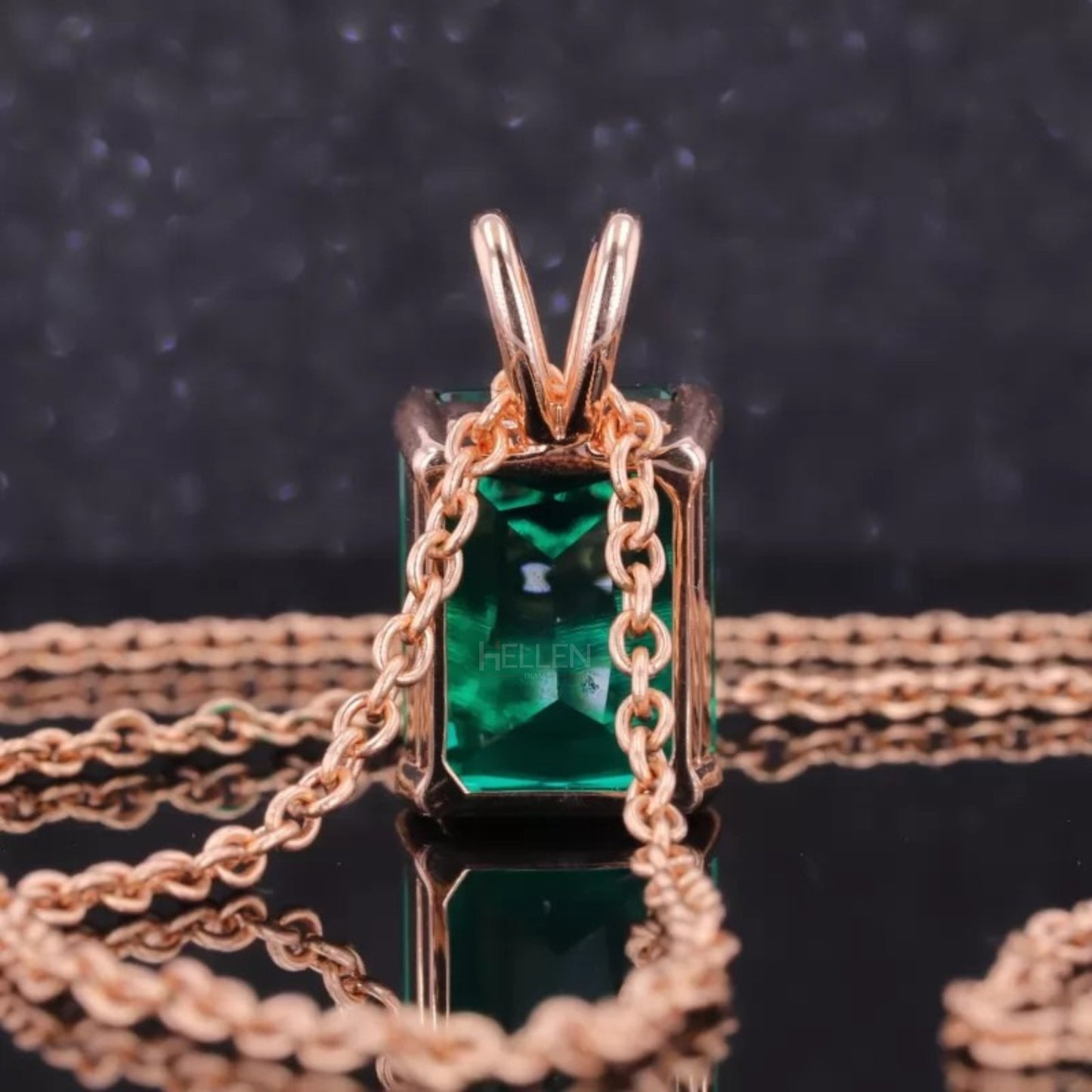 Emerald Gemstone Solitaire Necklace With Single Loop