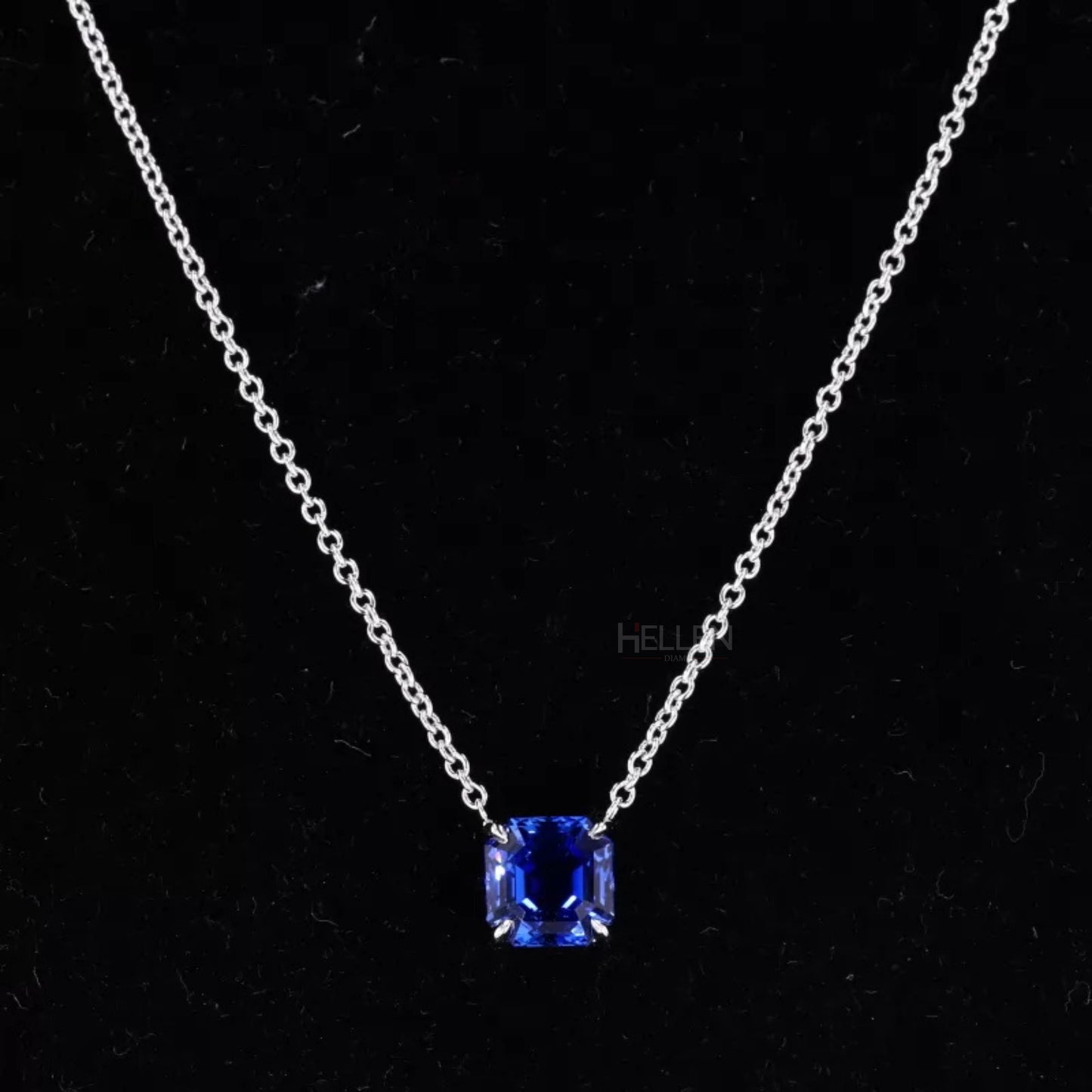 Asscher Cut 4 Prong Solitaire Gemstone Necklace of Your Choice