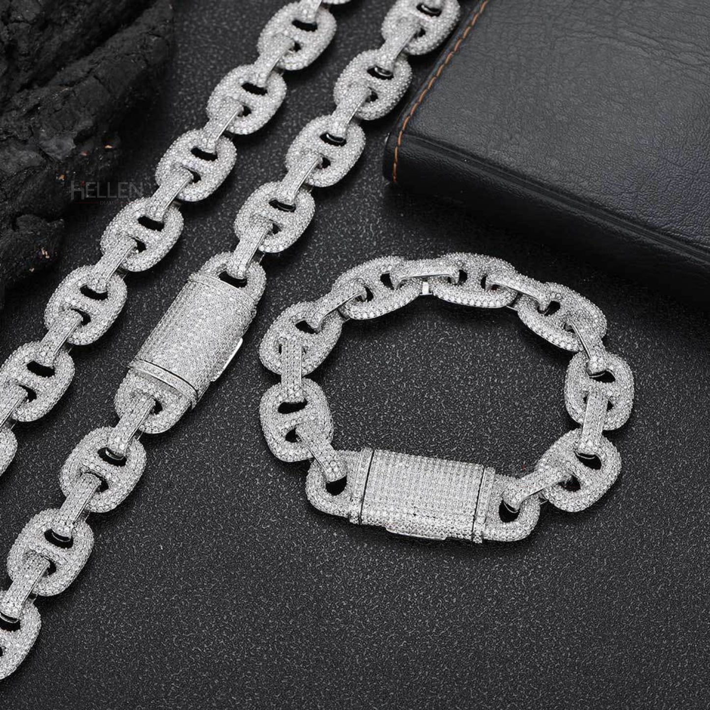 Round Cut VVS Moissanite Bling 16MM Gucci Hip Hop Chain