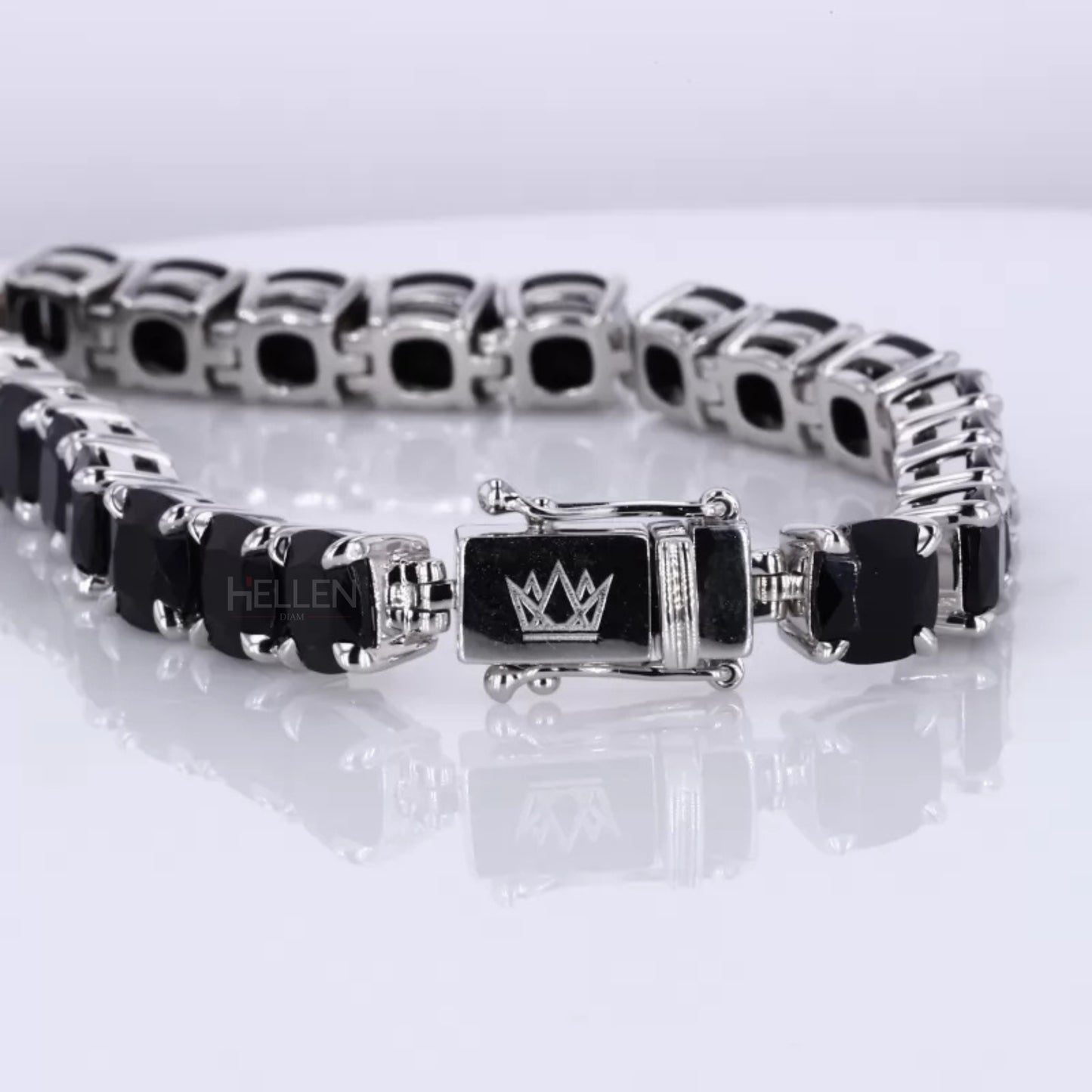 Black Cushion Cut Moissanite 4 Prong Tennis Bracelet