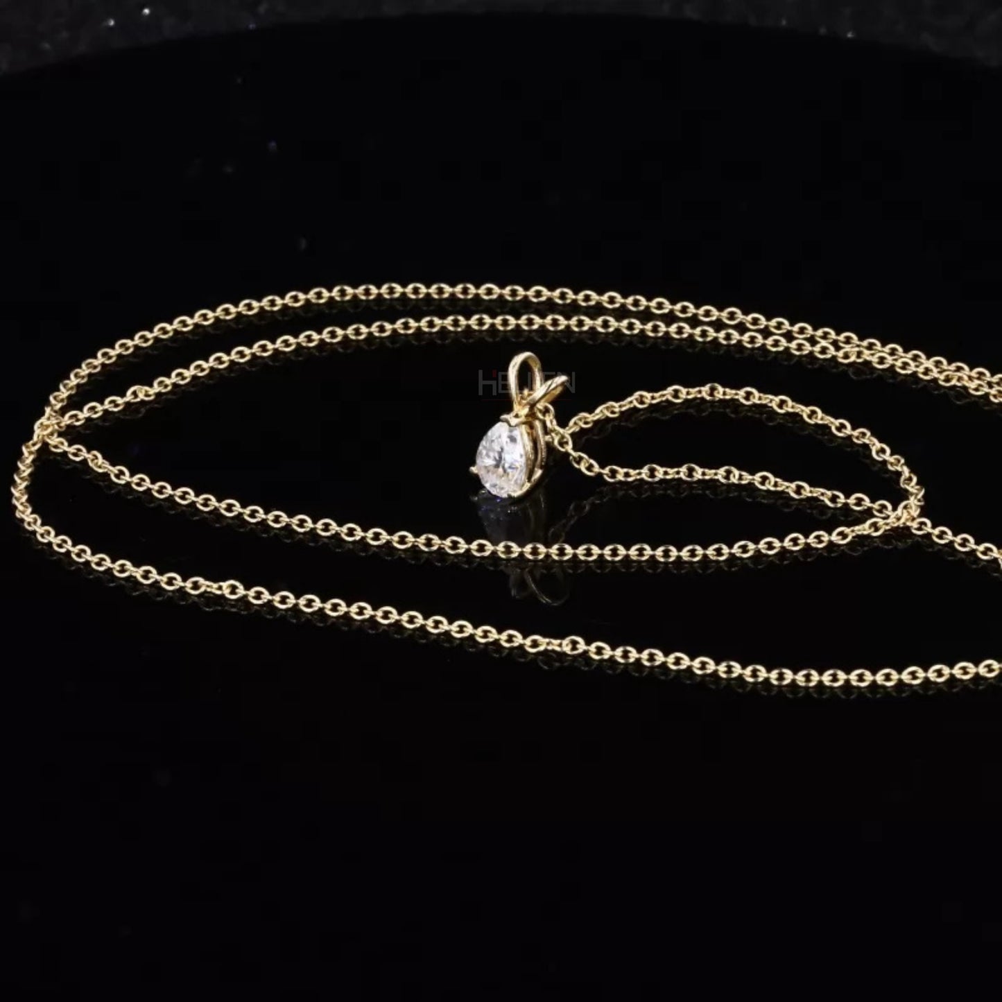 Pear Cut 3 Prong Dual Loop Solitaire Moissanite Necklace