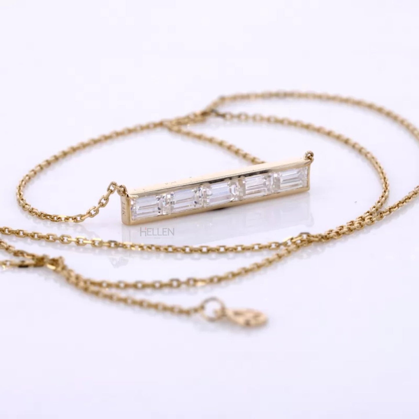 5 Stone Emerald Cut Horizontal Channel Setting Necklace