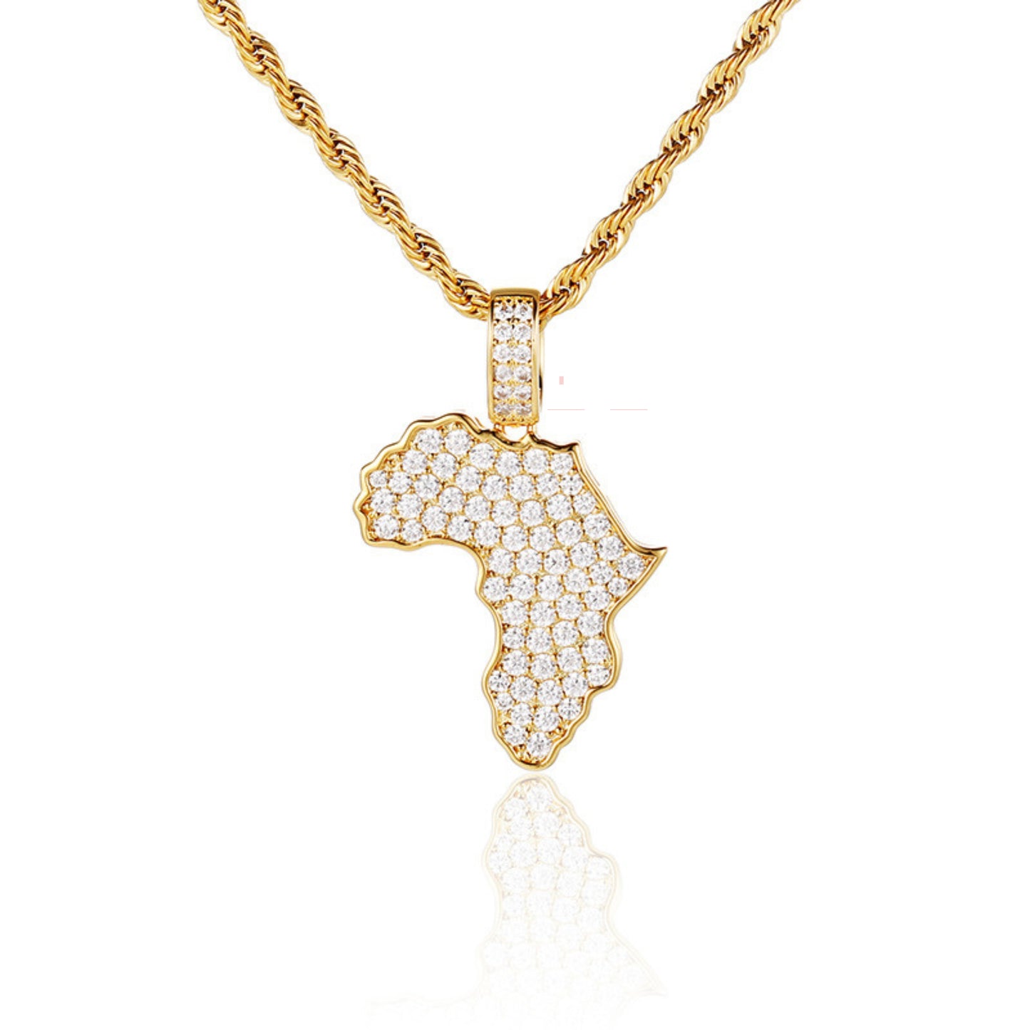 Iced Out Africa Map Pendant With Chain For Him